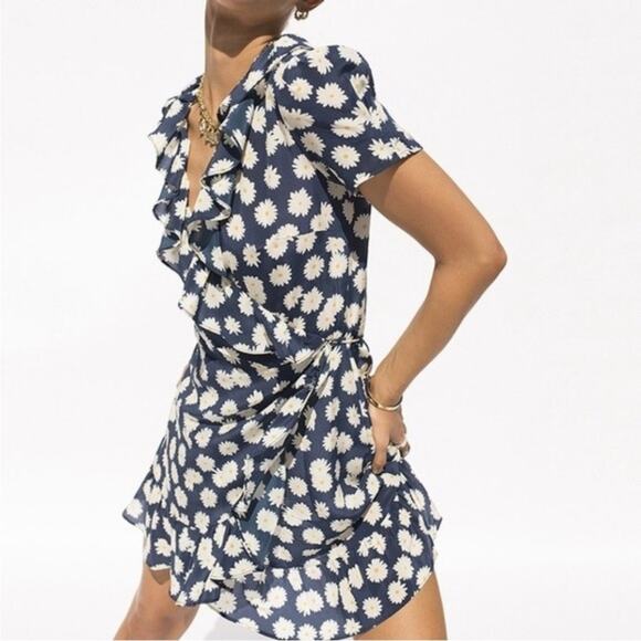 Réalisation Par The Valentina Blue Daisy Mini Wrap Dress XS - Picture 4 of 9